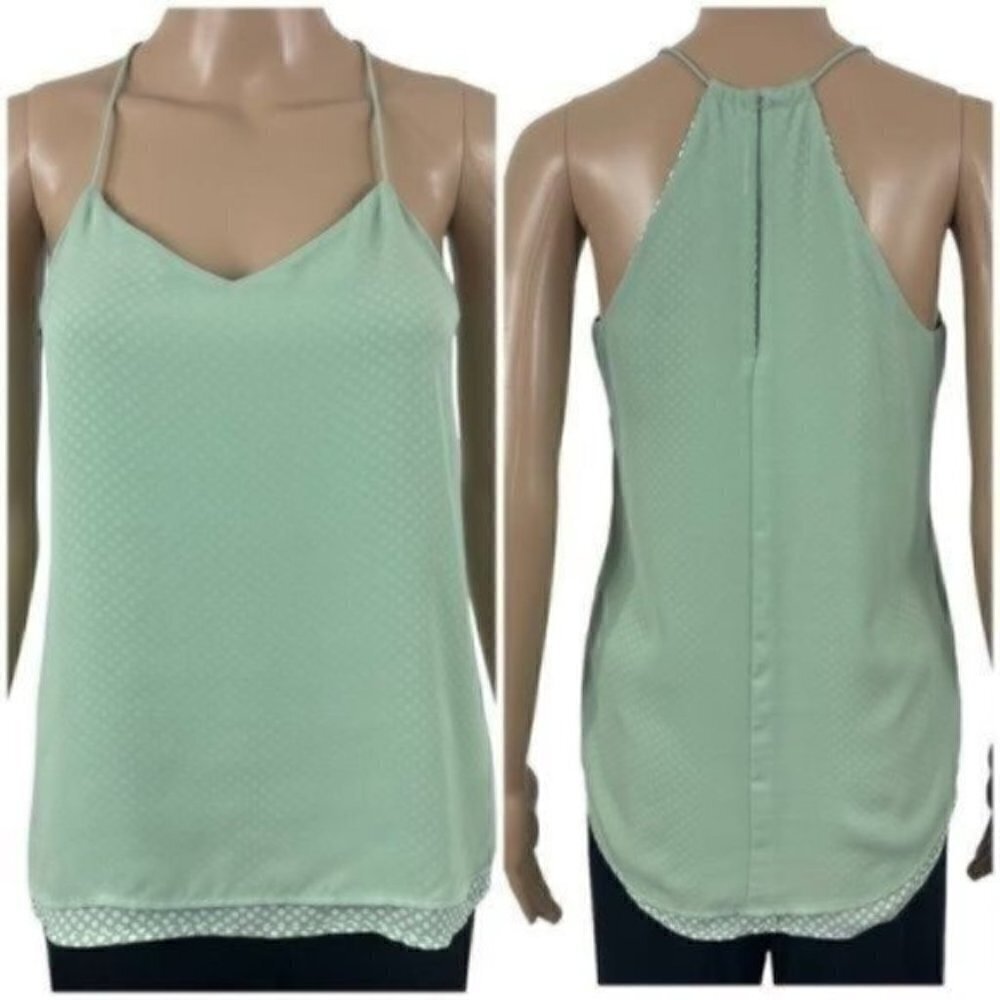 EXPRESS NWT Sleeveless layered blouse polka dots under solid size XS